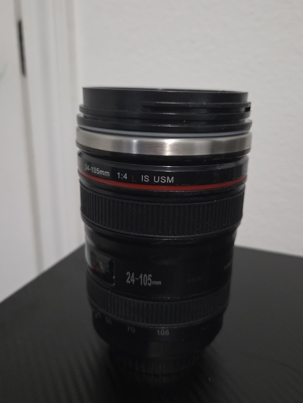 Camera Lens Travel Mug - Black 24-105mm Style Gift Photographer